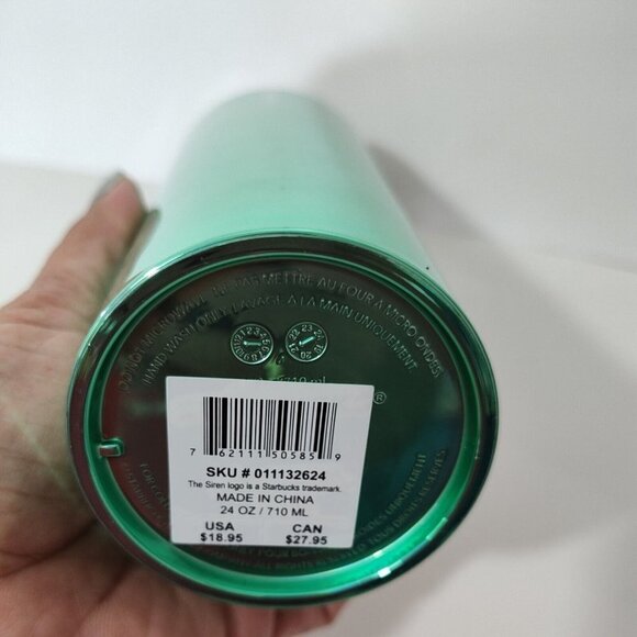 Starbucks Iced Venti Tumbler Green 24 oz. Cup with Top and Straw 2022 FLAWS - Picture 6 of 7